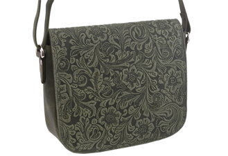 Dámska kožená crossbody kabelka zelená 250112