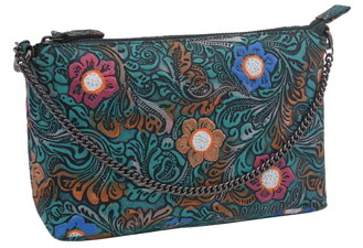 Dámska kožená crossbody kabelka zelená 450113