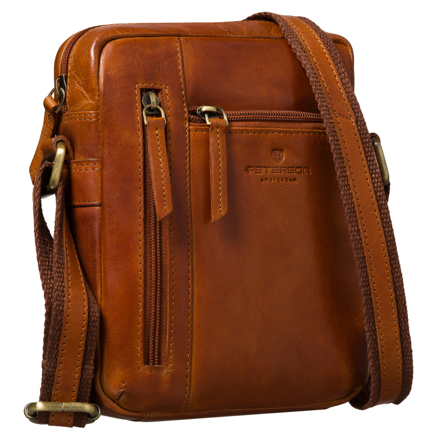 Malá pánska crossbody kožená taška hnedá crossbody taška cez rameno Peterson