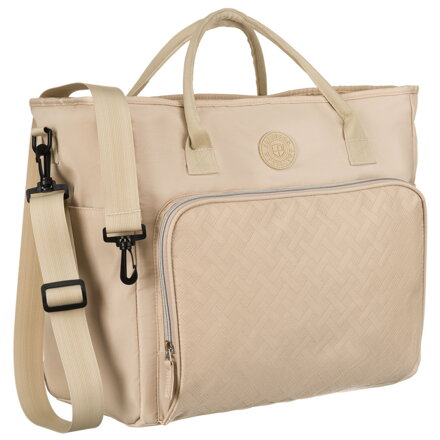 Praktyczna torba podróżna z poliestru w beżowym kolorze, wyposażona w uchwyt na walizkę - Peterson