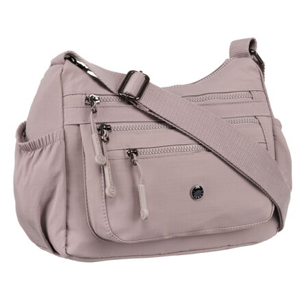 Dámska listová kabelka vo farbe lila s vreckom na zips vpredu – Peterson