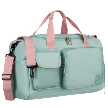 Zielono-różowa torba podróżna z poliestru zamykana na suwak - Peterson