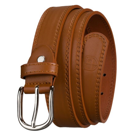 Wąski pasek damski ze skóry ekologicznej w jasnobrązowym kolorze - Peterson