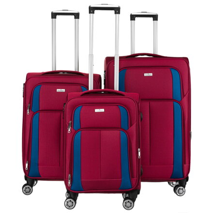 Zestaw walizek podróżnych w czerwono-niebieskim kolorze z wysuwaną rączką - Peterson Zestaw walizek podróżnych w czerwono-niebieskim kolorze z wysuwaną rączką - Peterson