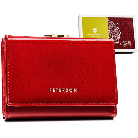 Klasická červená dámska peňaženka s ochranou RFID na patent – Peterson