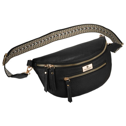 Czarna saszetka damska ze skóry ekologicznej, jednokomorowa - Peterson