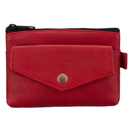 Czerwone etui na klucze ze skóry naturalnej zamykane suwakiem - 4U Cavaldi