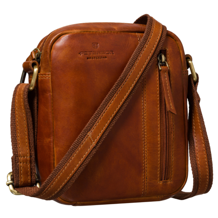 Hnedá malá pánska crossbody taška z prírodnej kože Peterson