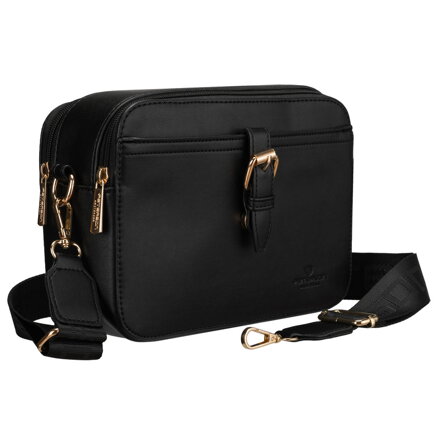 Malá čierna dámska crossbody kabelka z ekologickej kože