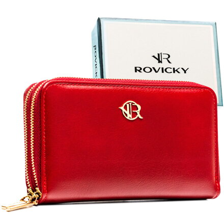 Czerwony portfel-piórnik damski ze skóry ekologicznej zamykany suwakiem - Rovicky