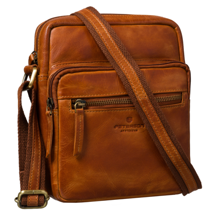 Hnedá malá pánska kožená crossbody taška Peterson