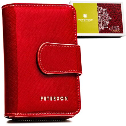 Kožená červená dámska peňaženka so zapínaním na patent a zips – Peterson