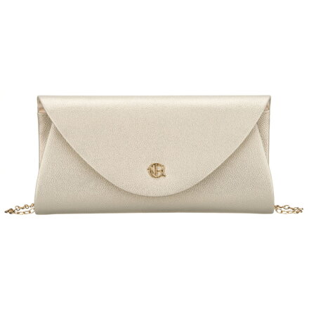 Złota kopertówka damska wykonana ze skóry ekologicznej zapinana klipsem magnetycznym - Rovicky Złota kopertówka damska wykonana ze skóry ekologicznej zapinana klipsem magnetycznym - Rovicky