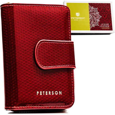 Kožená dámska peňaženka na patent v červenej farbe – Peterson