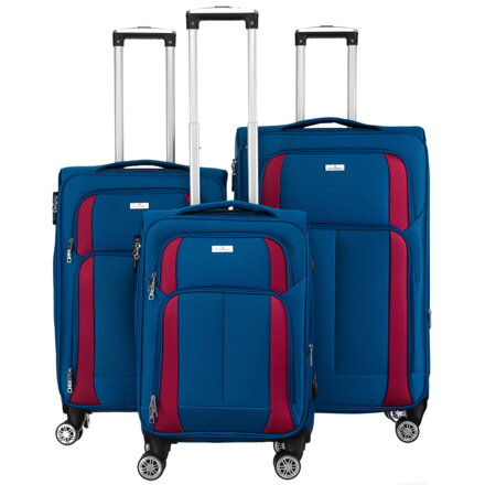 Zestaw walizek podróżnych w niebiesko-czerwonym kolorze - Peterson Zestaw walizek podróżnych w niebiesko-czerwonym kolorze - Peterson