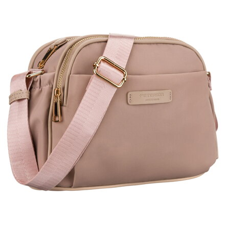 Różowa, nylonowa listonoszka damska zamykana suwakiem i klipsem magnetycznym - Peterson Różowa, nylonowa listonoszka damska zamykana suwakiem i klipsem magnetycznym - Peterson