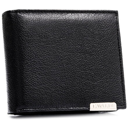 Duży portfel męski ze skóry naturalnej w czarnym kolorze z systemem RFID - 4U Cavaldi