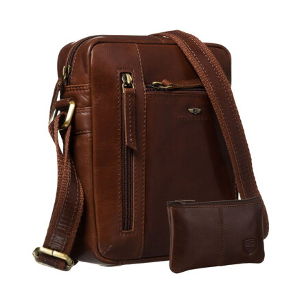 Elegancka listonoszka męska ze skóry naturalnej w brązowym kolorze - Peterson