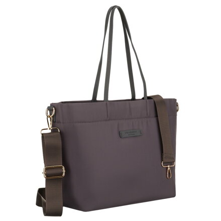 Nylonowa shopperka damska w szarym kolorze z doczepianym, regulowanym paskiem - Peterson Nylonowa shopperka damska w szarym kolorze z doczepianym, regulowanym paskiem - Peterson