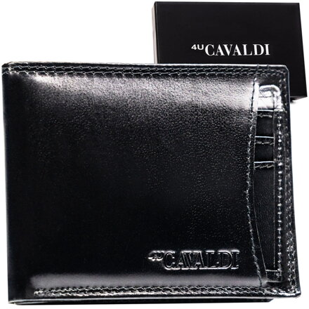 Małe, poziome i czarne etui na karty ze skóry naturalnej - 4U Cavaldi Małe, poziome i czarne etui na karty ze skóry naturalnej - 4U Cavaldi