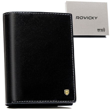 Čierna pánska peňaženka z prírodnej kože s RFID systémom - Rovicky