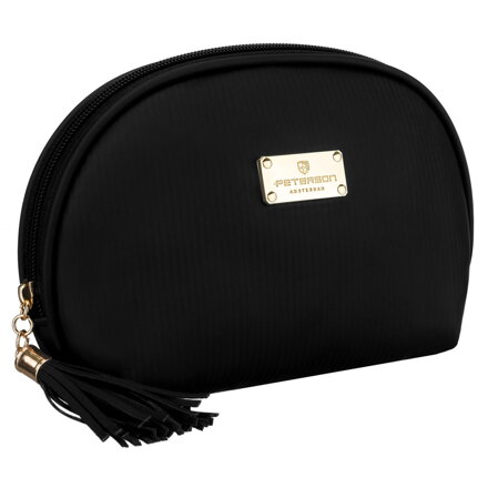 Czarna kosmetyczka z materiału syntetycznego zamykana suwakiem - Peterson