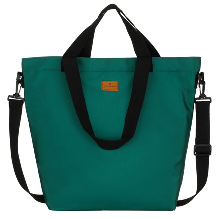 Duża, ciemnozielona shopperka damska z poliestru, zawieszona na uchwytach i doczepianym pasku - Peterson Duża, ciemnozielona shopperka damska z poliestru, zawieszona na uchwytach i doczepianym pasku - Peterson