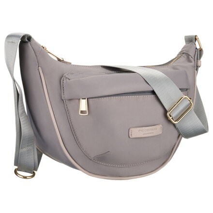 Szara torebka damska z nylonu, zawieszona na regulowanym pasku i zamykana suwakiem - Peterson Szara torebka damska z nylonu, zawieszona na regulowanym pasku i zamykana suwakiem - Peterson