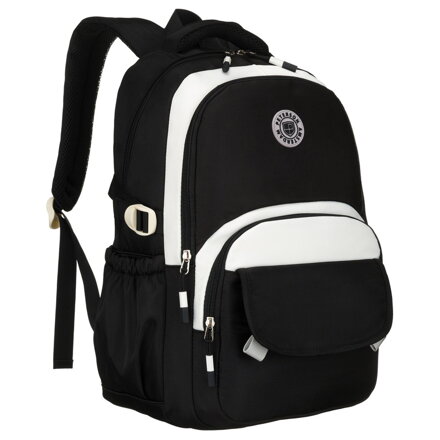 Młodzieżowy plecak szkolny z poliestru w czarnym kolorze z przegrodą na laptopa, odporny na wilgoć - Peterson