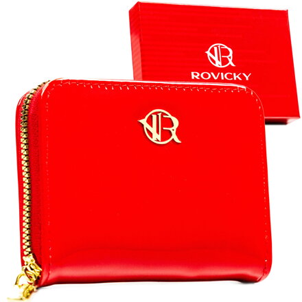 Mały portfel damski wykonany ze skóry ekologicznej w czerwonym kolorze - Rovicky