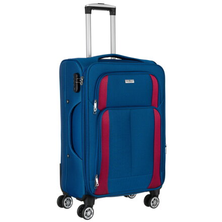 Duża, lekka walizka z wytrzymałej tkaniny poliestrowej w niebiesko-czerwonym kolorze - Peterson Duża, lekka walizka z wytrzymałej tkaniny poliestrowej w niebiesko-czerwonym kolorze - Peterson