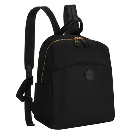 Miejski plecak damski z nylonu i skóry ekologicznej w czarnym kolorze zamykany suwakiem - Peterson