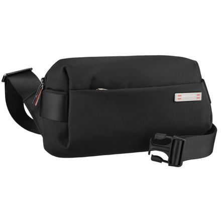 Malá čierna ľahká pánska crossbody ľadvinka na zips s nastaviteľným popruhom