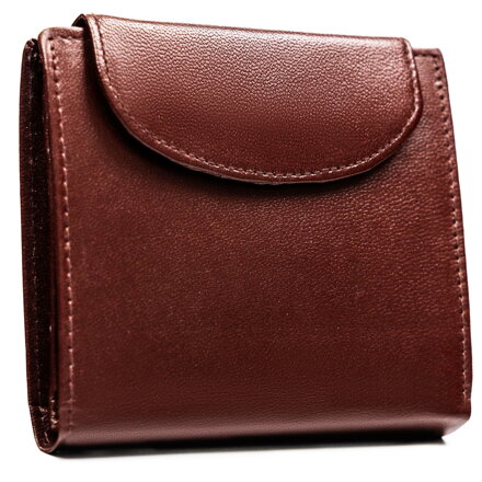 Niewielki portfel damski ze skóry naturalnej w bordowym kolorze zamykany na zatrzask - 4U Cavaldi