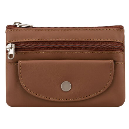 Etui na klucze w brązowym kolorze wykonane ze skóry naturalnej, zamykane suwakiem