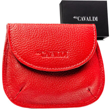 Czerwone etui na klucze z portmonetką wykonane ze skóry naturalnej - 4U Cavaldi