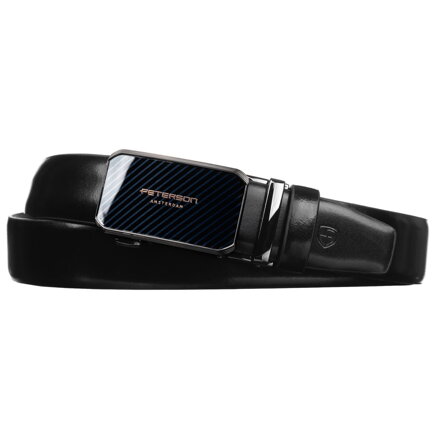 Skórzany pasek męski w czarnym kolorze z automatyczną klamrą - Peterson Skórzany pasek męski w czarnym kolorze z automatyczną klamrą - Peterson