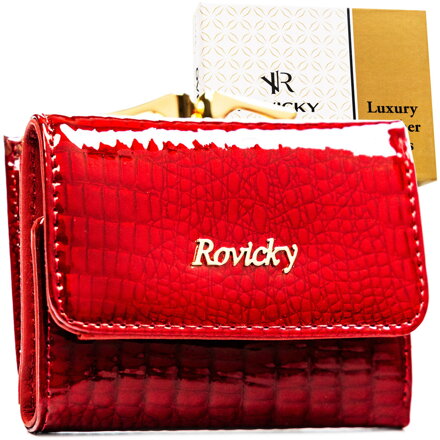 Mały, czerwony portfel damski ze skóry naturalnej z systemem RFID - Rovicky Mały, czerwony portfel damski ze skóry naturalnej z systemem RFID - Rovicky