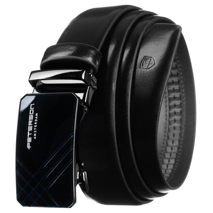 Czarny pasek męski ze skóry naturalnej z automatyczną klamrą - Peterson Czarny pasek męski ze skóry naturalnej z automatyczną klamrą - Peterson