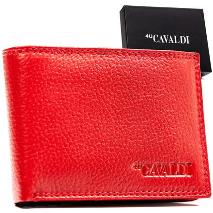 Skórzane, cienkie etui na karty i dokumenty odszyte ze skóry naturalnej w czerwonym kolorze - 4U Cavaldi