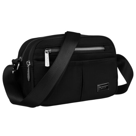 Čierna dámska crossbody kabelka so širokým popruhom - Peterson