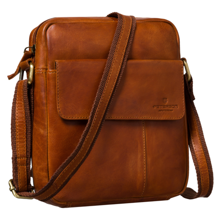 Hnedá pánska mestská crossbody taška malá elegantná z prírodnej kože Peterson