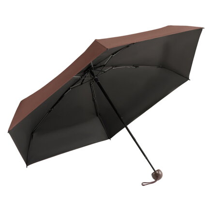 Brązowy, składany mini parasol podróżny - Peterson