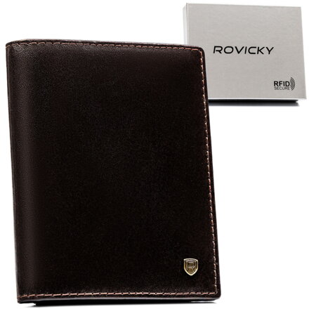 Hnedá kompaktná pánska peňaženka s RFID - Rovicky