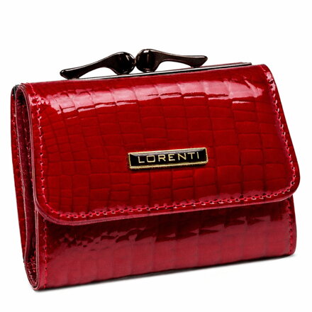 Mały portfel damski z lakierowanej skóry naturalnej w czerwonym kolorze - Lorenti