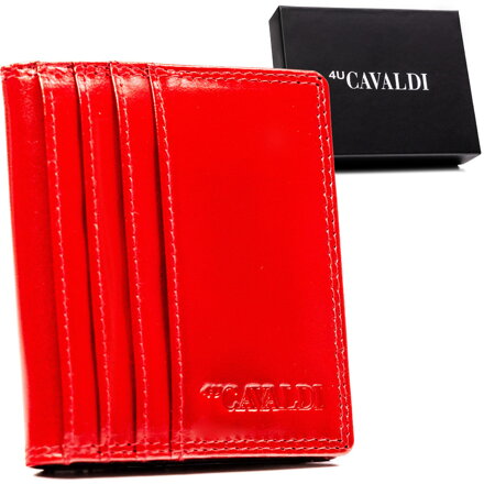 Skórzane, czerwone etui na karty bez zapięcia z systemem RFID - 4U Cavaldi