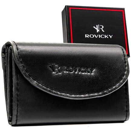 Skórzany portfel męski w czarnym kolorze wyposażony w system RFID - Rovicky