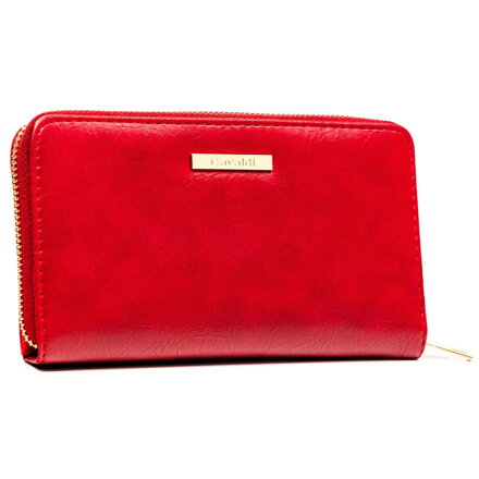 Veľká červená horizontálna dámska peňaženka z ekologickej kože na karty so zapínaním na patent a zips 4U Cavaldi