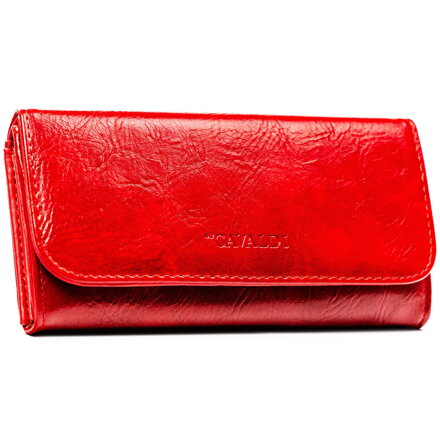 Duży, czerwony portfel damski ze skóry ekologicznej zamykany na zatrzask - 4U Cavaldi