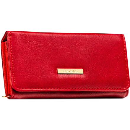 Červená horizontálna dámska peňaženka z ekologickej kože so zapínaním na patent